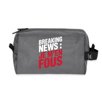 Breaking News I Don't Care Sarcastic Humor - Recycled Toiletry Zip Bag - anthracite - Front