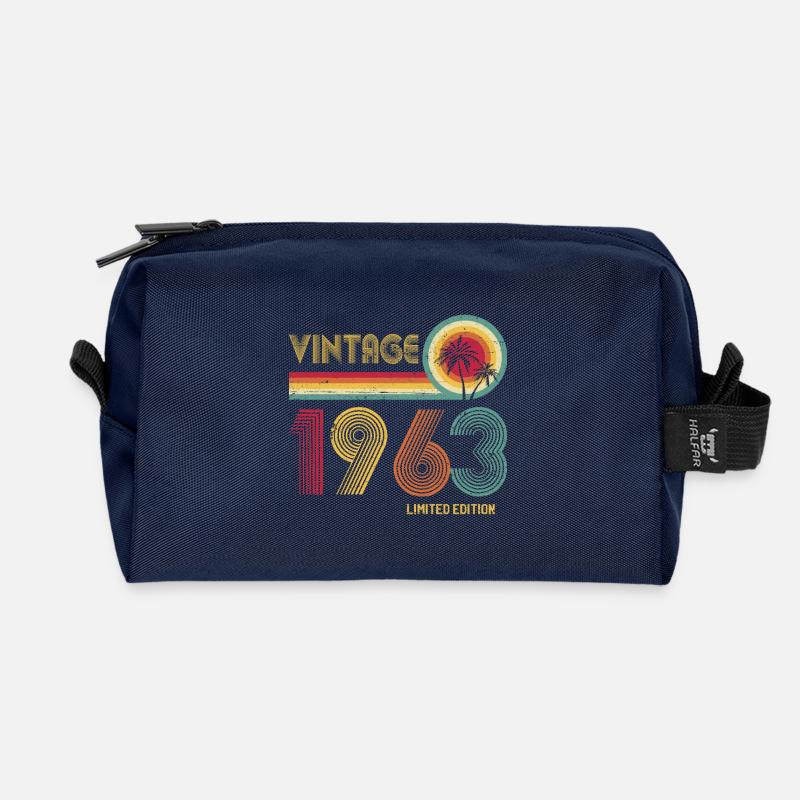 Retro-Zahlendesign im Stil der 70er - Recycelte Kulturtasche - Navy