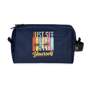 Coucher de soleil inspirant sur l’amour de soi - Trousse de toilette en tissu recyclé - marine - Devant