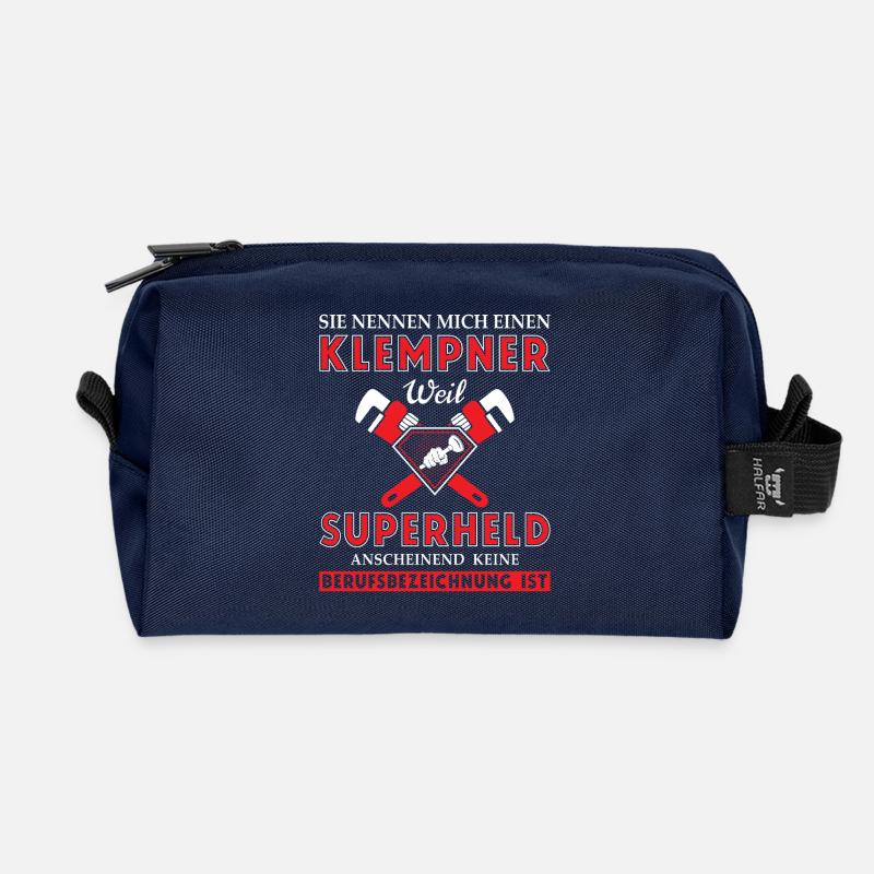 Heating Engineer Heating Construction Plumber Plumber - Recycled Toiletry Zip Bag - navy