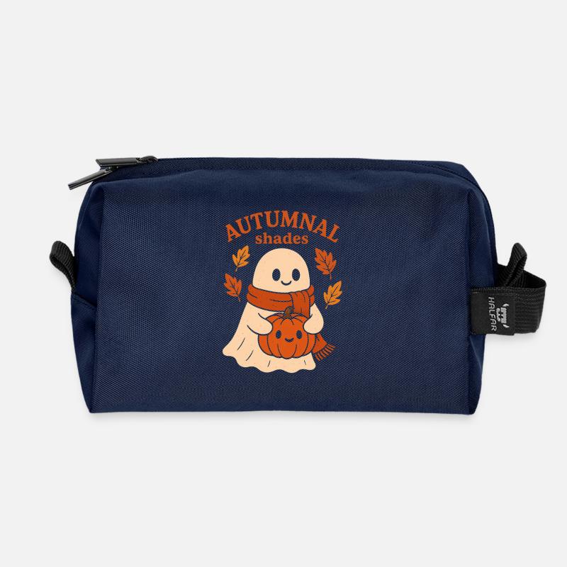 Herbstliche Kürbismotiv-Kreation - Recycelte Kulturtasche - Navy