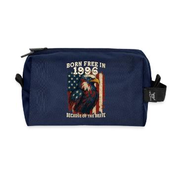 Born Free in 1996 - 29 Years of Liberty - Recycled Toiletry Zip Bag - navy - Front