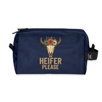 Floral Wreath Cow Skull Design - Recycled Toiletry Zip Bag - navy - Front