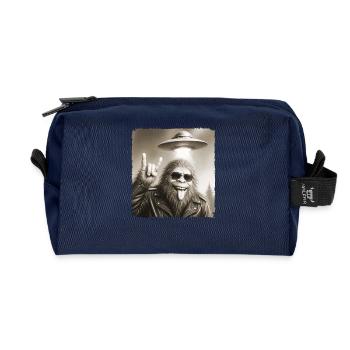 Rock, Rocker, Musique Rock, Main Rock, OVNI Bigfoot - Trousse de toilette en tissu recyclé - marine - Devant