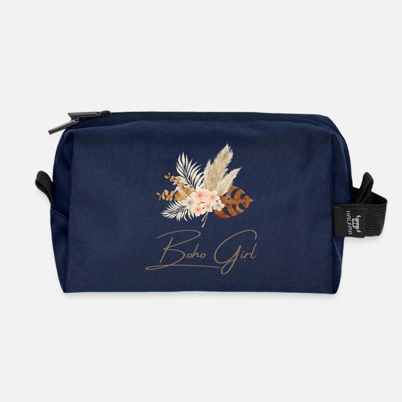 Boho Girl Blumenkranz - Recycelte Kulturtasche - Navy