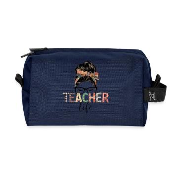 Das Leben in einem bunten Stil lehren - Recycelte Kulturtasche - Navy - Vorne