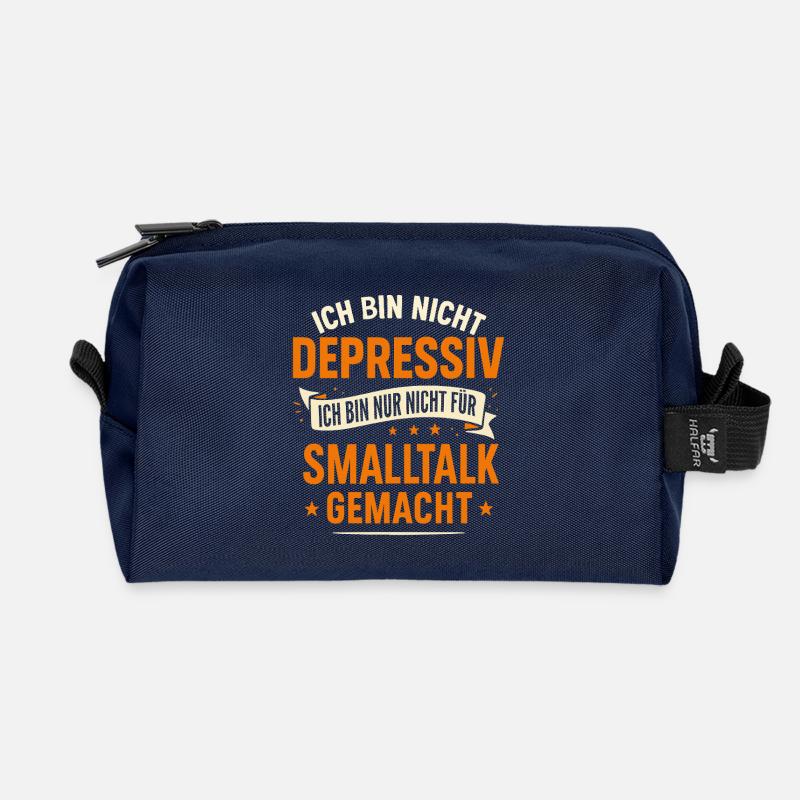 Ich bin nicht depressiv - Kein Smalltalk - Recycelte Kulturtasche - Navy