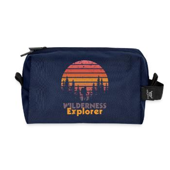 Outdoor Explorer Retro Hiking Nature Motif - Recycled Toiletry Zip Bag - navy - Front
