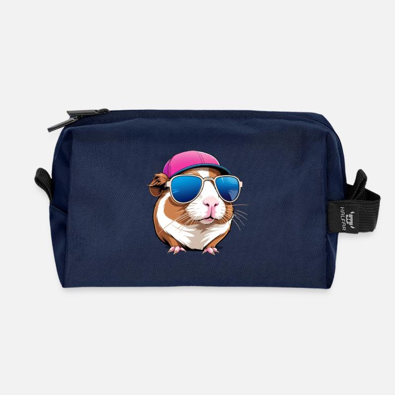 Sonnenbrillen-Hamster mit Cap - Recycelte Kulturtasche - Navy