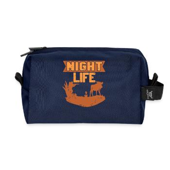 Night Life Hunter Humor for Outdoors and Trackers - Recycled Toiletry Zip Bag - navy - Front