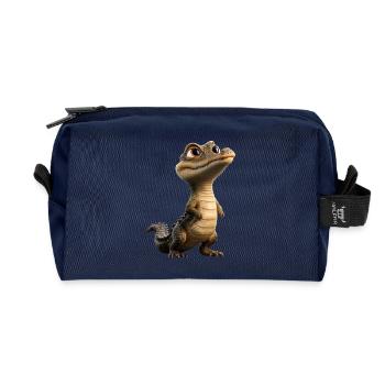 Kaiman Krokodil Alligator Reptilien Kroko Kaimane - Recycelte Kulturtasche - Navy - Vorne