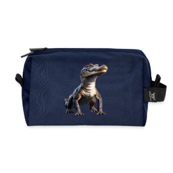 Kaiman Krokodil Alligator Reptilien Kroko Kaimane - Recycelte Kulturtasche - Navy - Vorne