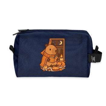 Capybara Reading Nook – Cozy Autumn Evening - Recycled Toiletry Zip Bag - navy - Front