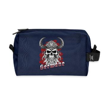 Viking Skull Skull Germanic - Recycled Toiletry Zip Bag - navy - Front