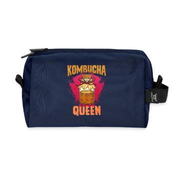 Logo de la reine du kombucha – Fermentation Art - Trousse de toilette en tissu recyclé - marine - Devant