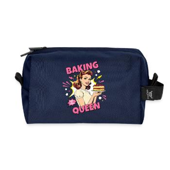 Baking Cake Baking Queen Baking Fairy Baker Pop Art - Recycled Toiletry Zip Bag - navy - Front