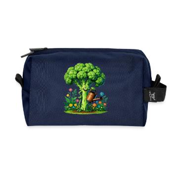 Fröhlicher Brokkoli Gärtner - Recycelte Kulturtasche - Navy - Vorne