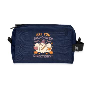 Êtes-vous Fall-O-Ween Directions Cadeaux amusants pour les enseignants - Trousse de toilette en tissu recyclé - marine - Devant