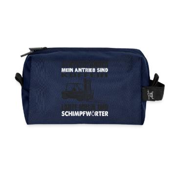 Forklift driver coffee loud music sayings, funny - Recycled Toiletry Zip Bag - navy - Front
