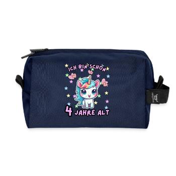 Unicorn Birthday Design 4 Years - Recycled Toiletry Zip Bag - navy - Front