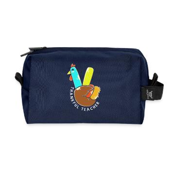 Thanksgiving Teacher Teacher - Recycled Toiletry Zip Bag - navy - Front
