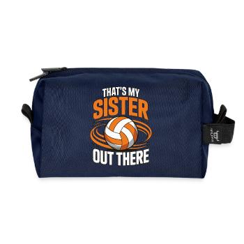 Volleyball Sister - Proud Sibling Design - Recycled Toiletry Zip Bag - navy - Front