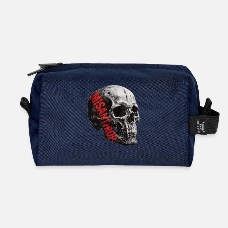 Misanthrop Schädel Gothic Skull düster Antiheld - Recycelte Kulturtasche - Navy