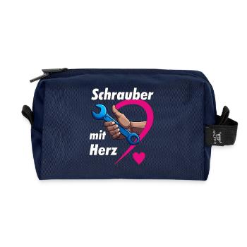Schrauber mit HERZ - Recycelte Kulturtasche - Navy - Vorne