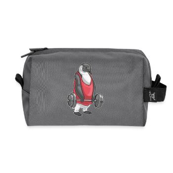 Penguin Bodybuilder Barbell Bodybuilding - Recycled Toiletry Zip Bag - anthracite - Front