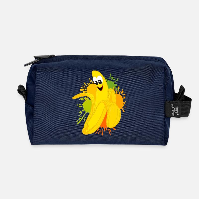 Fröhliche Bananen Farbexplosion - Recycelte Kulturtasche - Navy