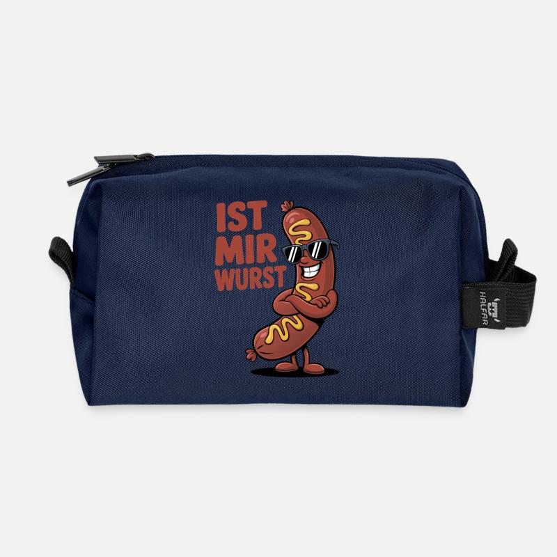 Ist mir Wurst – cooler Spruch mit Witz - Recycelte Kulturtasche - Navy