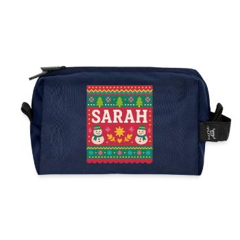 Sarah Christmas Schneemann-Festkunst - Recycelte Kulturtasche - Navy - Vorne