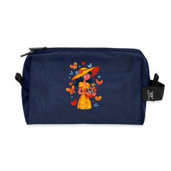 Spring fairy with flower basket - Recycled Toiletry Zip Bag - navy - Front