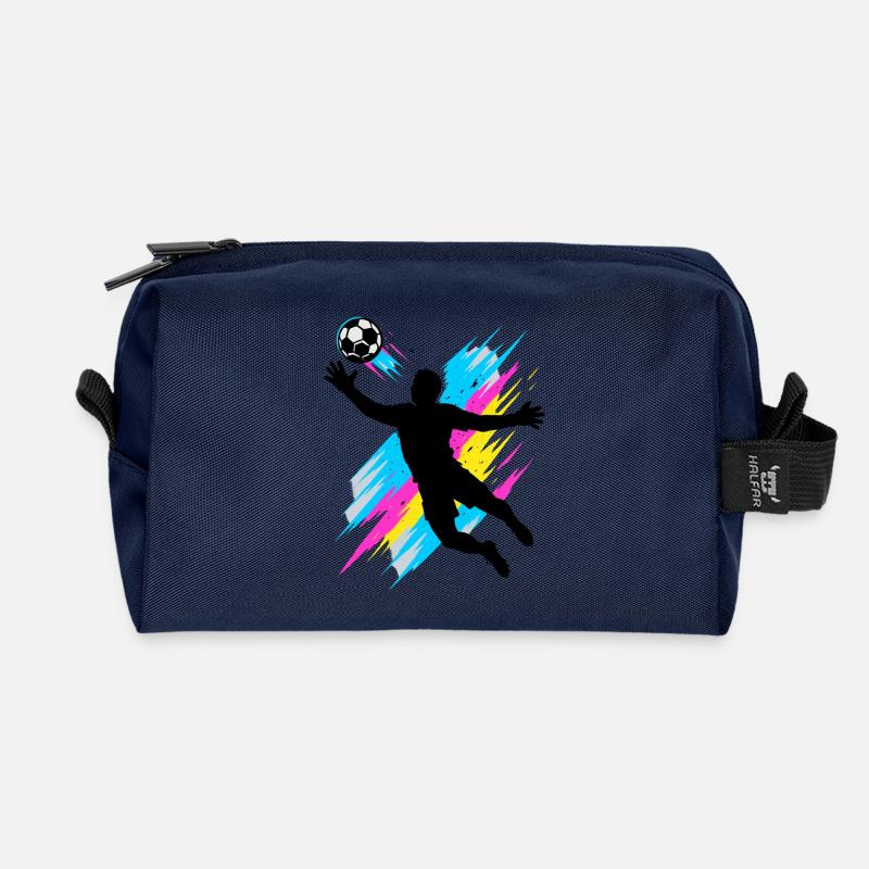 Neon Torwart Sprung, Fußball Geschenk, Kinder - Recycelte Kulturtasche - Navy
