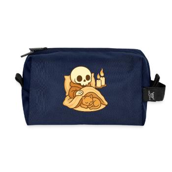Schlafendes Skelett – Cozy Katze Sleep - Recycelte Kulturtasche - Navy - Vorne