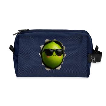 Limette mit Sonnenbrille Maskottchen - Recycelte Kulturtasche - Navy - Vorne