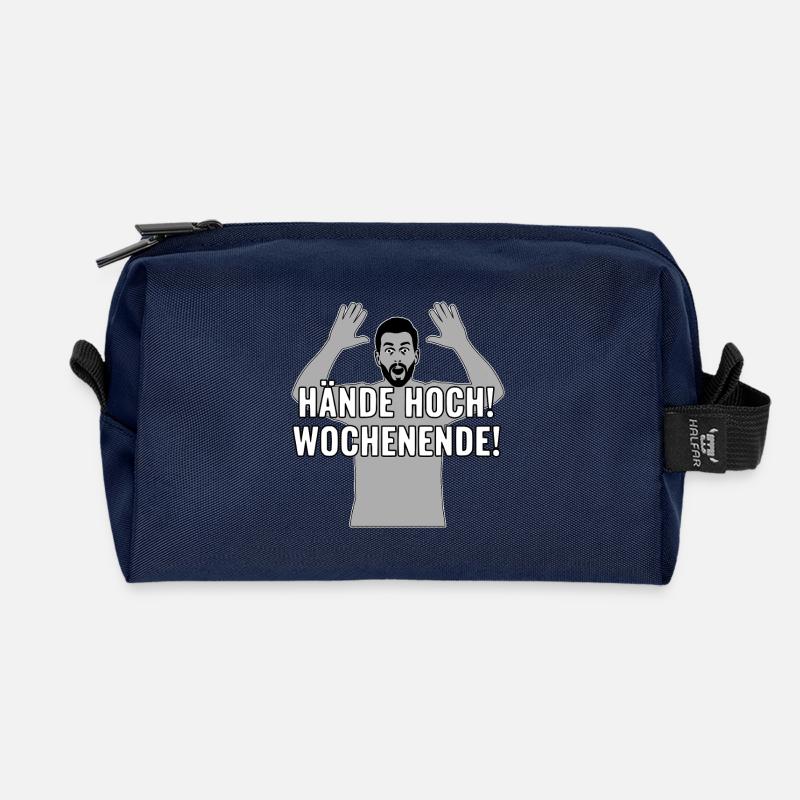 Hands up, weekend - Recycled Toiletry Zip Bag - navy