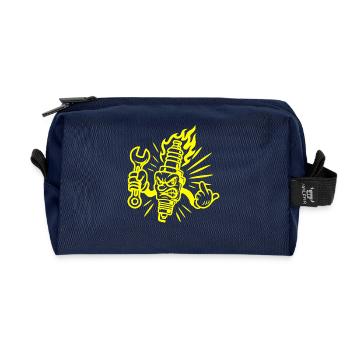 Bad Spark – Freche Zündkerze mit Schraubenschlüsse - Recycelte Kulturtasche - Navy - Vorne