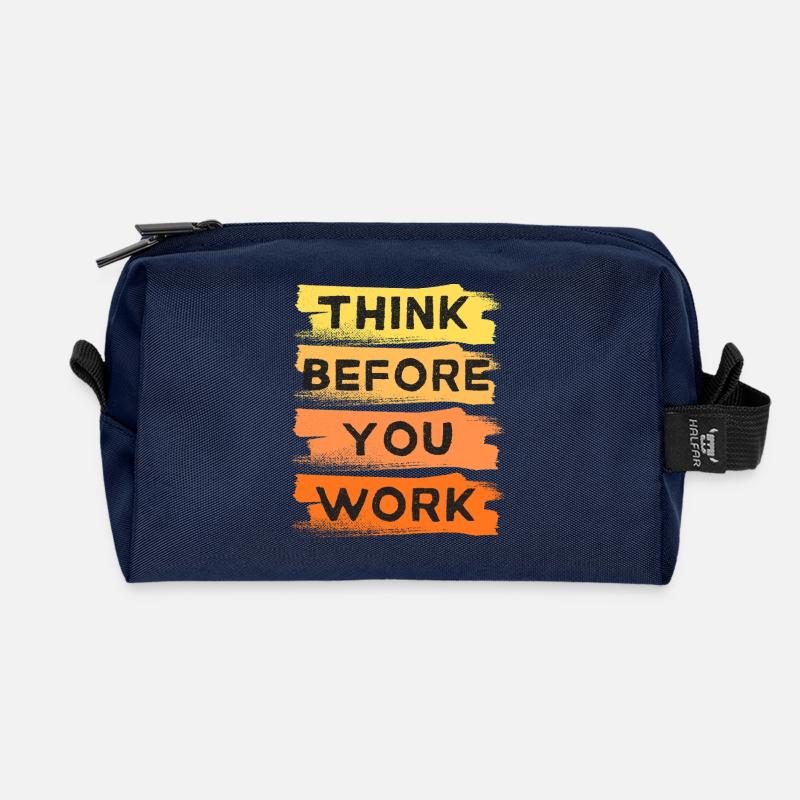 Denken Sie nach, bevor Sie arbeiten POSITIVES ZITAT - Recycelte Kulturtasche - Navy