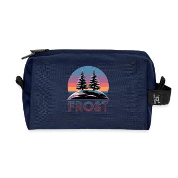  Frost Winterwald Retro Sonnenuntergang mit Tannen - Recycelte Kulturtasche - Navy - Vorne
