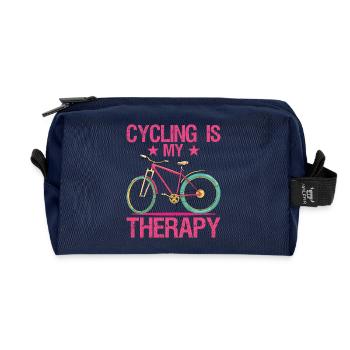 Funny Bike Lover Bicycling Outdoors Cycling - Recycled Toiletry Zip Bag - navy - Front