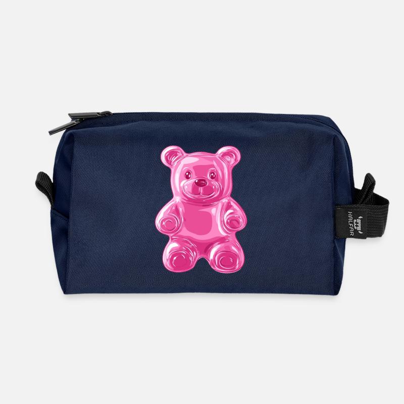 Pink Glitzer Bär - Recycelte Kulturtasche - Navy