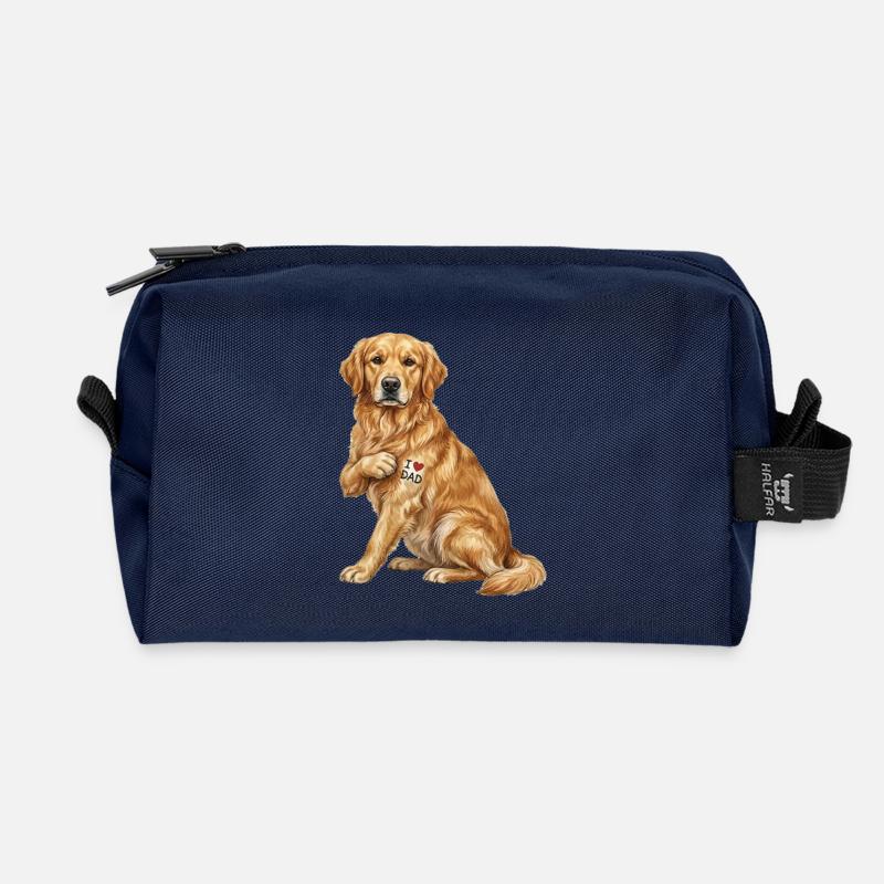 Goldener Papa-Herz-Retriever - Recycelte Kulturtasche - Navy