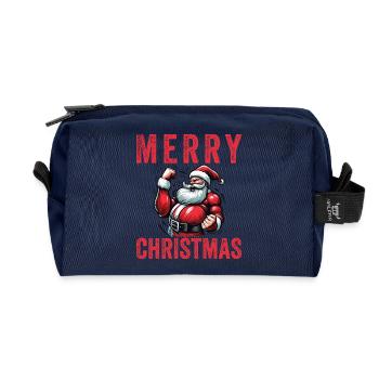 Frohe Weihnachten, Weihnachtsmann für das Turnen - Recycelte Kulturtasche - Navy - Vorne