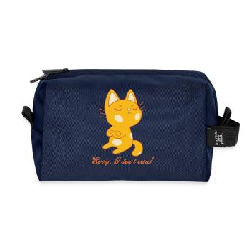 Je m’en fiche, amateur de chats drôle - Trousse de toilette en tissu recyclé - marine - Devant