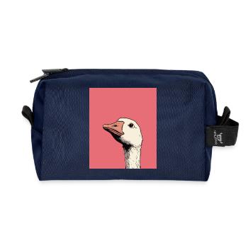 Judgmental Goose Illustration – Funny Animal Art D - Recycelte Kulturtasche - Navy - Vorne