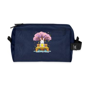 Rabbit with honey on the tree - Recycled Toiletry Zip Bag - navy - Front