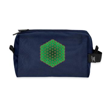 Festival Wear Trippy Mandala Goa Psytrance Rave - Recycelte Kulturtasche - Navy - Vorne