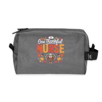 Grateful caregiver turkey - Recycled Toiletry Zip Bag - anthracite - Front