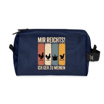 Mir reicht’s - ich geh zu meinen Hühnern - Recycelte Kulturtasche - Navy - Vorne